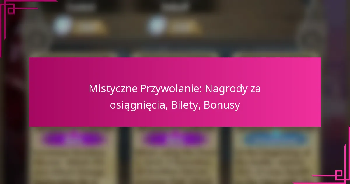 Mistyczne Przywołanie: Nagrody za osiągnięcia, Bilety, Bonusy
