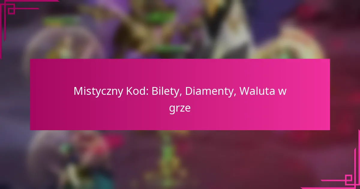 Mistyczny Kod: Bilety, Diamenty, Waluta w grze
