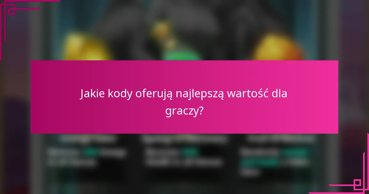 Jakie kody oferują najlepszą wartość dla graczy?